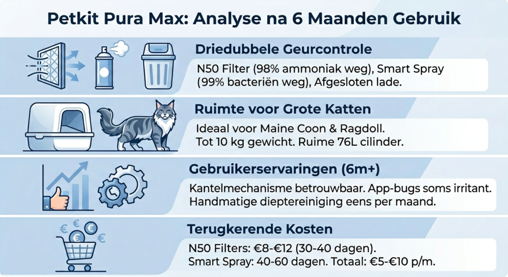 Infographic: Analyse van de Petkit Pura Max na 6 maanden gebruik